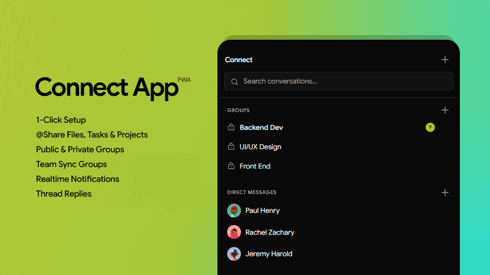 trackler — connect · team chat pwa