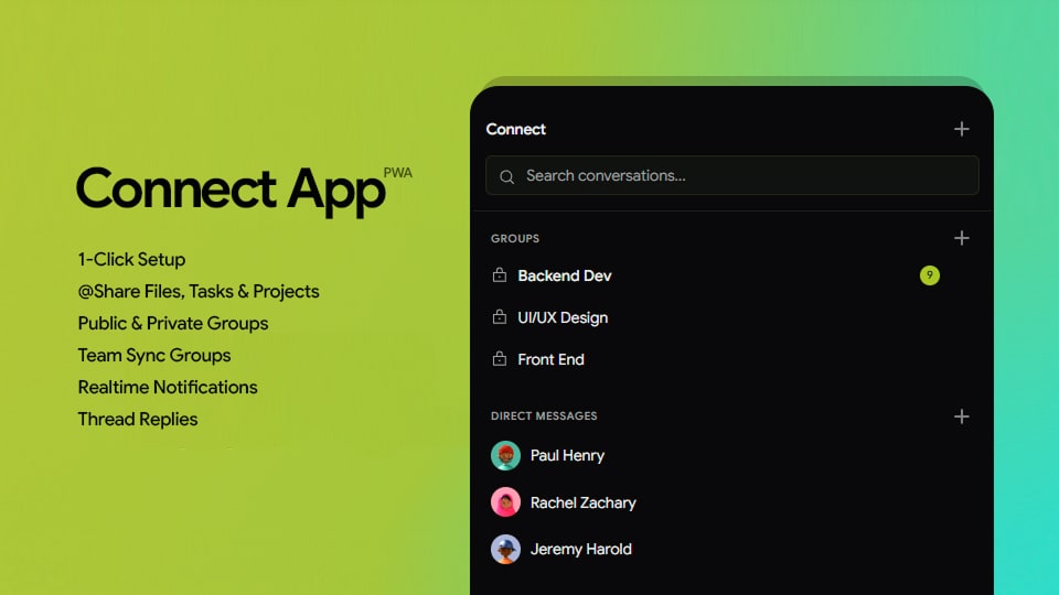 trackler — connect · team chat pwa
